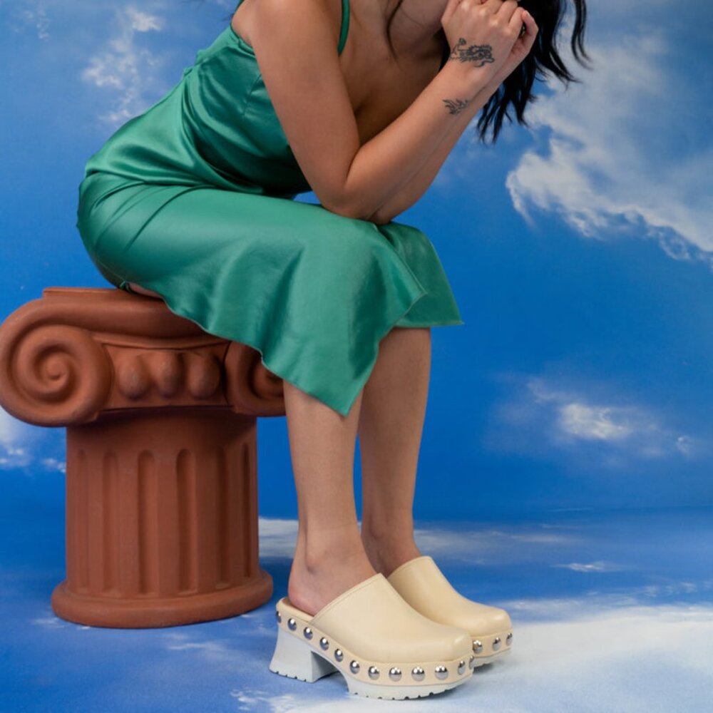 Labucq Studded Clog - Cream - Size 39
